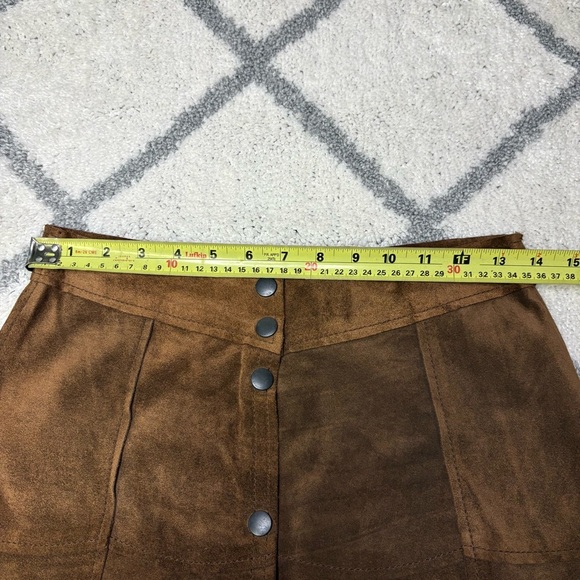 The Gap Women’s 1 Vintage Suede Leather Patchwork Snap Button Midi Skirt Brown - Picture 6 of 10